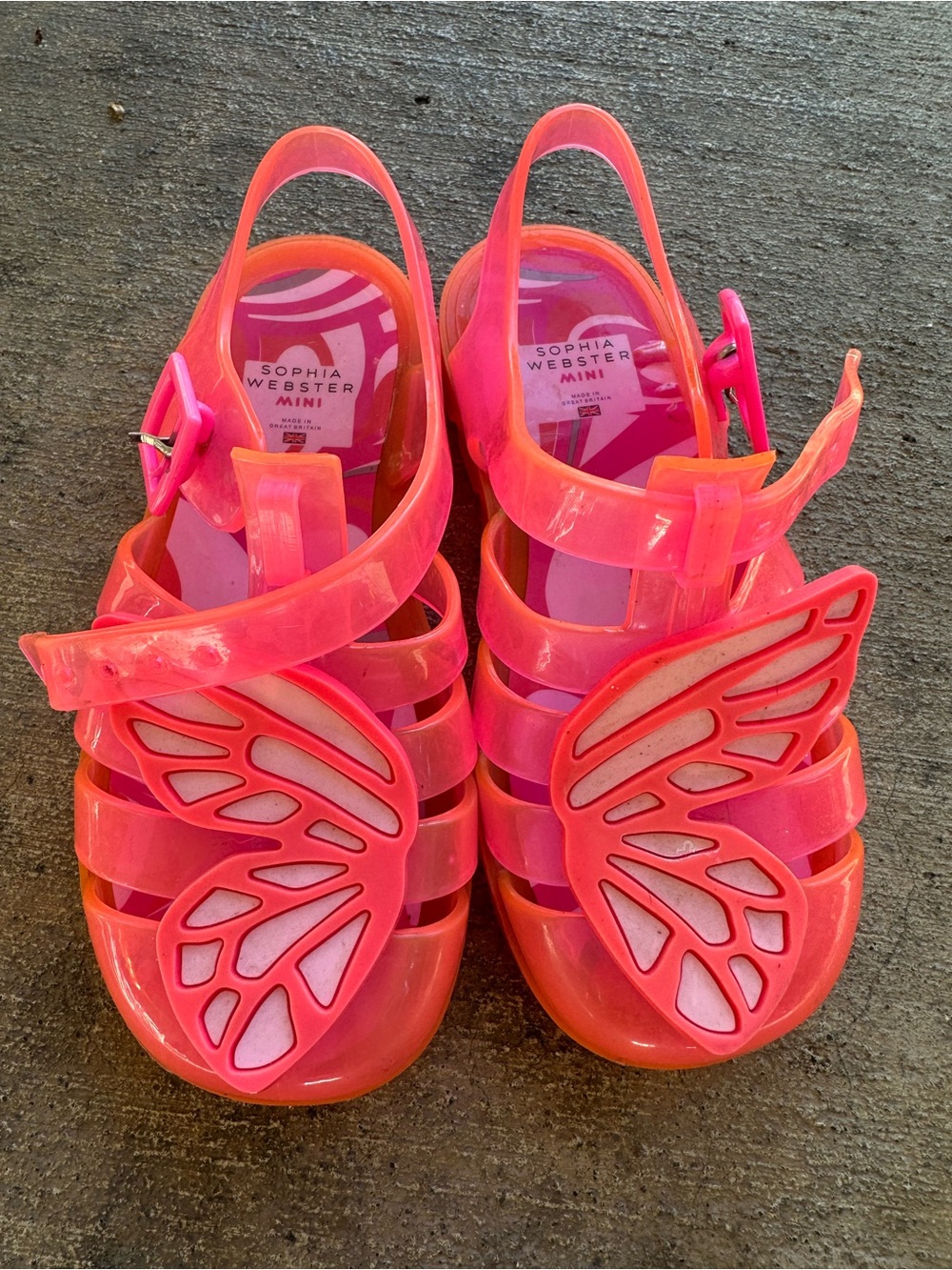Sophia Webster Neon Pink Butterfly Jelly Sandals for Kids